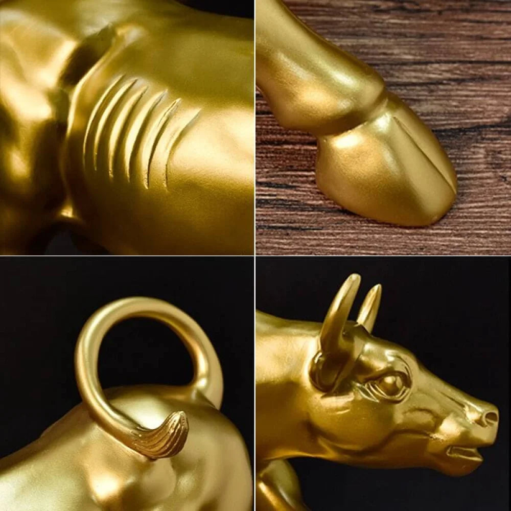 Escultura Touro de Wall Street Dourado - Velaro™