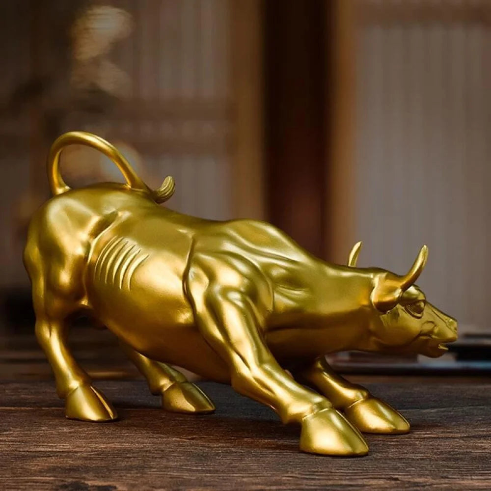 Escultura Touro de Wall Street Dourado - Velaro™